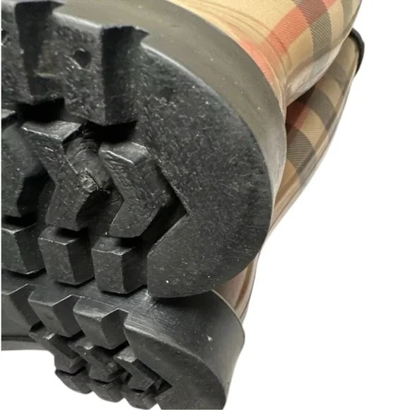 Burberry Plaid Winter Rain Boots - Black and Tan - Picture 4 of 5